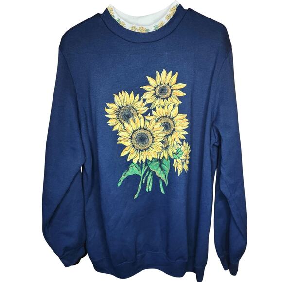 Vintage BLAIR sunflower crewneck size large women's - Picture 1 of 6